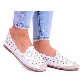 Lu Boo Damen Ballerinas Weiße Espadrilles Macarena Flowers