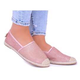 Lu Boo Damen Espadrilles Slip On Glitzer Roségold Miravet rosa
