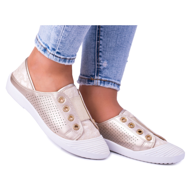 Lu Boo Golden Damen Slip-On Sneakers Spitze Emena
