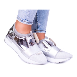 Lu Boo Damen Silber Sportschuhe Madoni grau