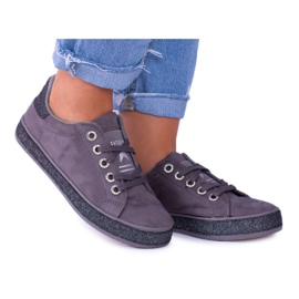 Mckeylor Damen Sneakers Grau Wildleder Glitzer Kaylor