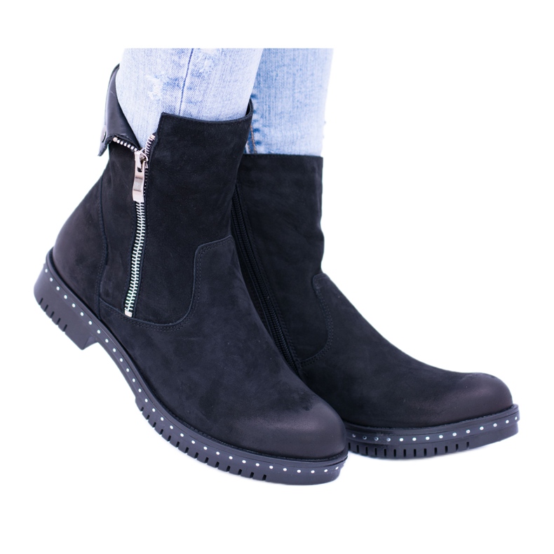 Vinceza Schwarze Stiefeletten für Damen Jodhpur-Stiefel Leder Gelardo