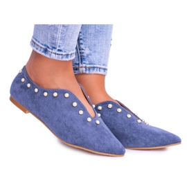 Lu Boo Blaue Schuhe mit Ausschnitten Merseo Beads
