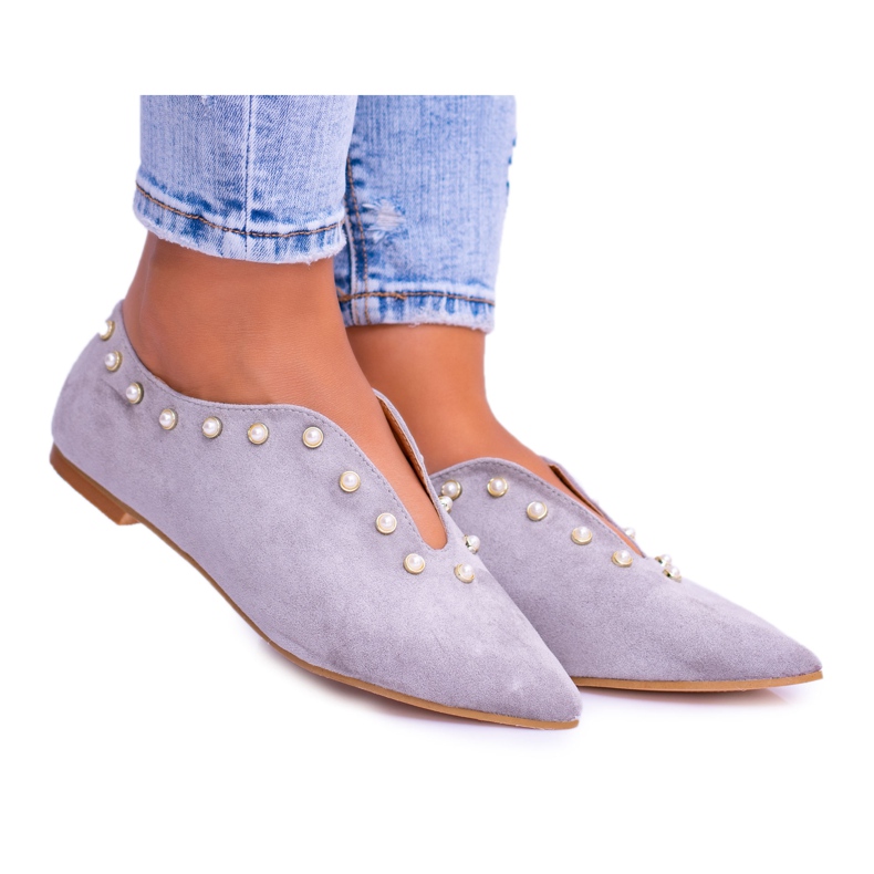 Lu Boo Graue Schuhe Mit Ausschnitten Perlen Merseo