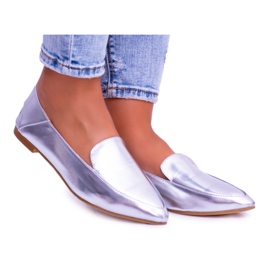 Silber verspiegelte Loafer für Damen Lu Boo Mireldo grau
