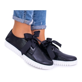 Butmil Schwarze Damen-Loop-Sneakers aus Leder