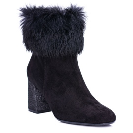 Schwarze Wildlederstiefel für Damen mit Laura Messi 1689 Pelz