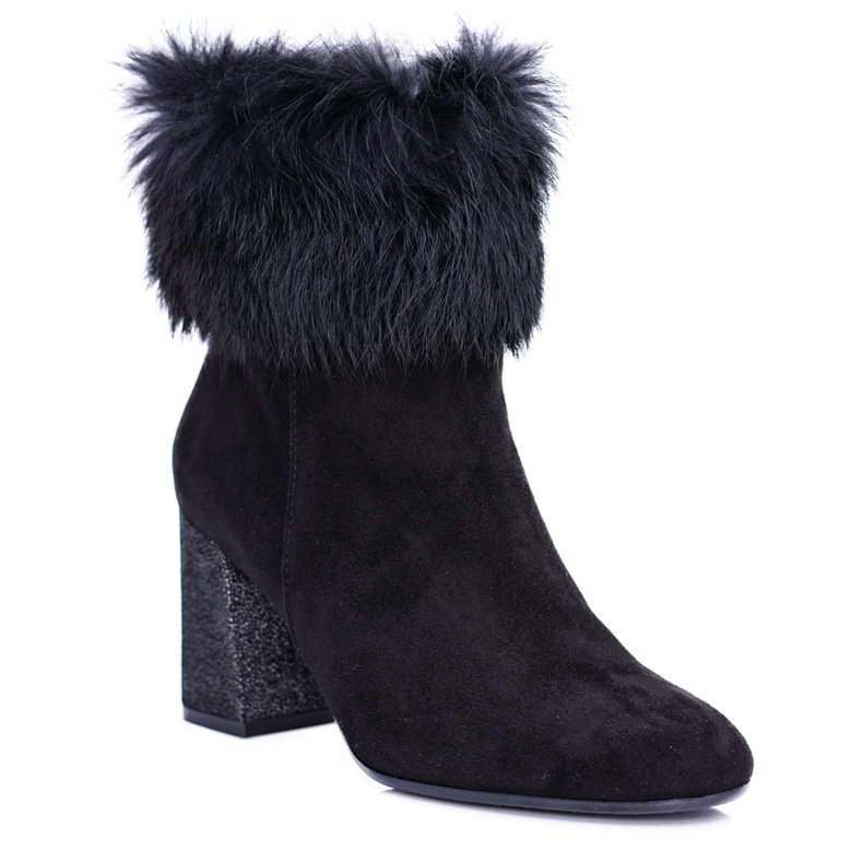 Schwarze Wildlederstiefel für Damen mit Laura Messi 1689 Pelz