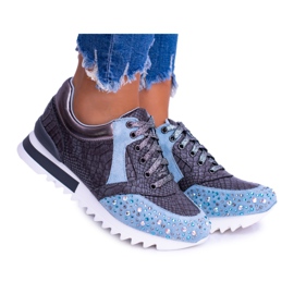 Blaue Damen Sportschuhe mit Pailletten Lu Boo Infinitiale