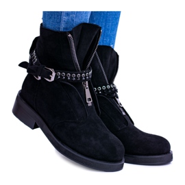 Lu Boo Schwarz Damen Stiefel Reißverschluss Pailletten Rafell