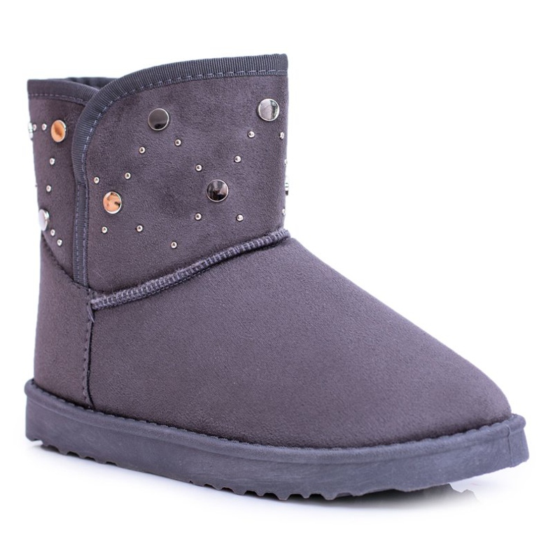 BUGO Graue warme Schneestiefel für Damen Wildleder Biggy