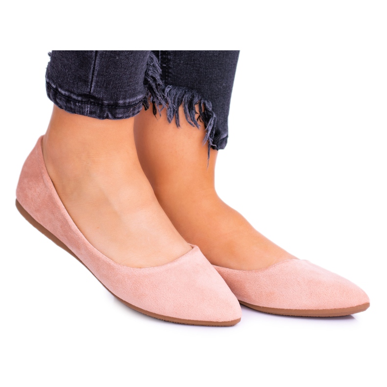 PS1 Rosa Damen Ballerinas Wildleder Dermeno