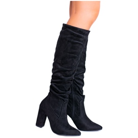 HAN Damenstiefel mit hohem Absatz Wildleder Schwarz Nightcall