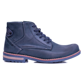 Lederstiefel für Herren mit Reißverschluss Komodo 731 navy blau