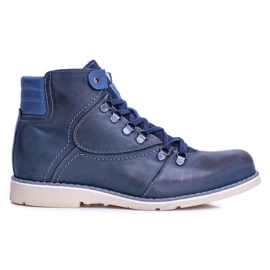 Warme Lederstiefel für Herren Navy Komodo 733 marineblau