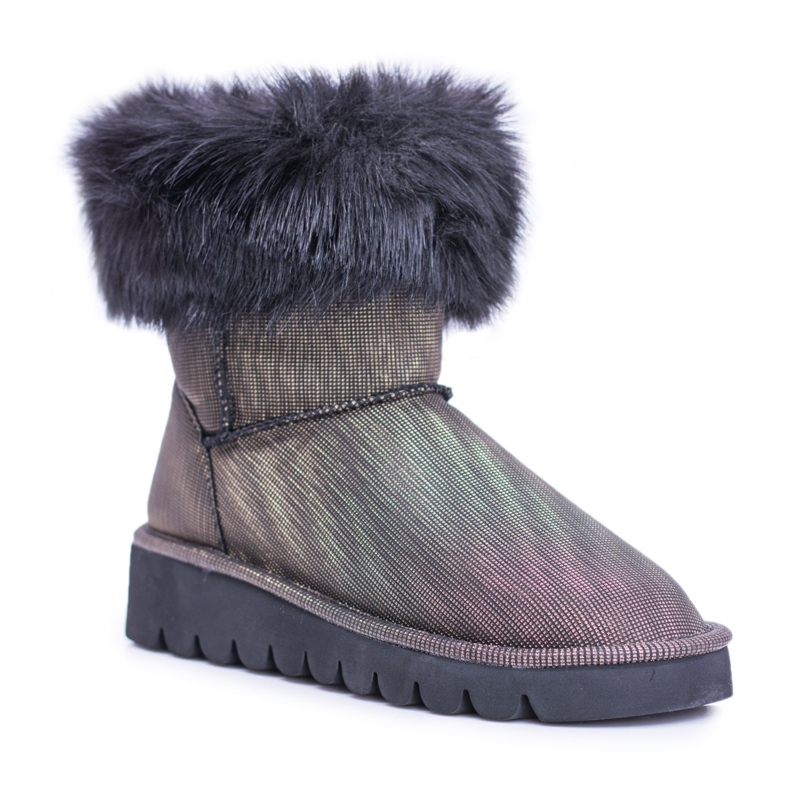Moow Hohe Schneestiefel für Damen mit Fell Fourrure mehrfarbig gelb