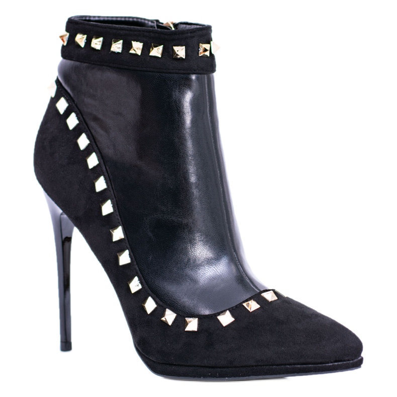 Damenstiefel mit hohem Absatz Spikes Black Linden Studs schwarz