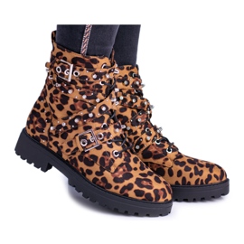 Hohe Damenstiefel mit Leopardenmuster Albere braun