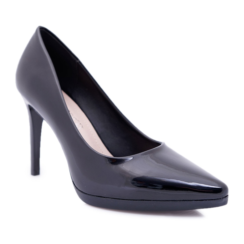 Damen Pumps Stilettos Sergio Leone Schwarz Lackiert Misawu