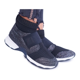 Damen Sportschuhe Lu Boo Mit Socke Schwarz Glitter Phantom