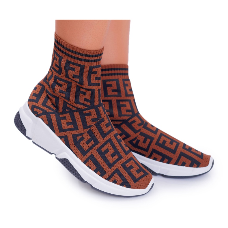 Damen Sportschuhe Hohe Socke Brown Press braun