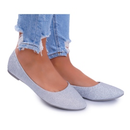 PS1 Damen Ballerinas Glitzer Silber Fifi grau