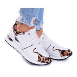 Damen Sportschuhe mit Leopardenmuster Weiß Fippo