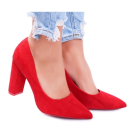 SEA Damen Pumps mit Absatz Wildleder Red Strawberry rot