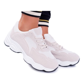 NFR Damen Sportschuhe Wildleder Beige und Weißer Lollipop braun