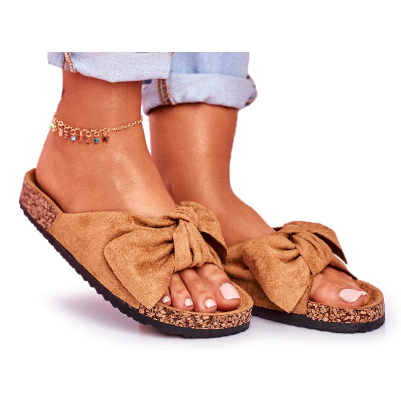 PS1 Braune Hausschuhe für Damen mit Schleife Wendy Cork