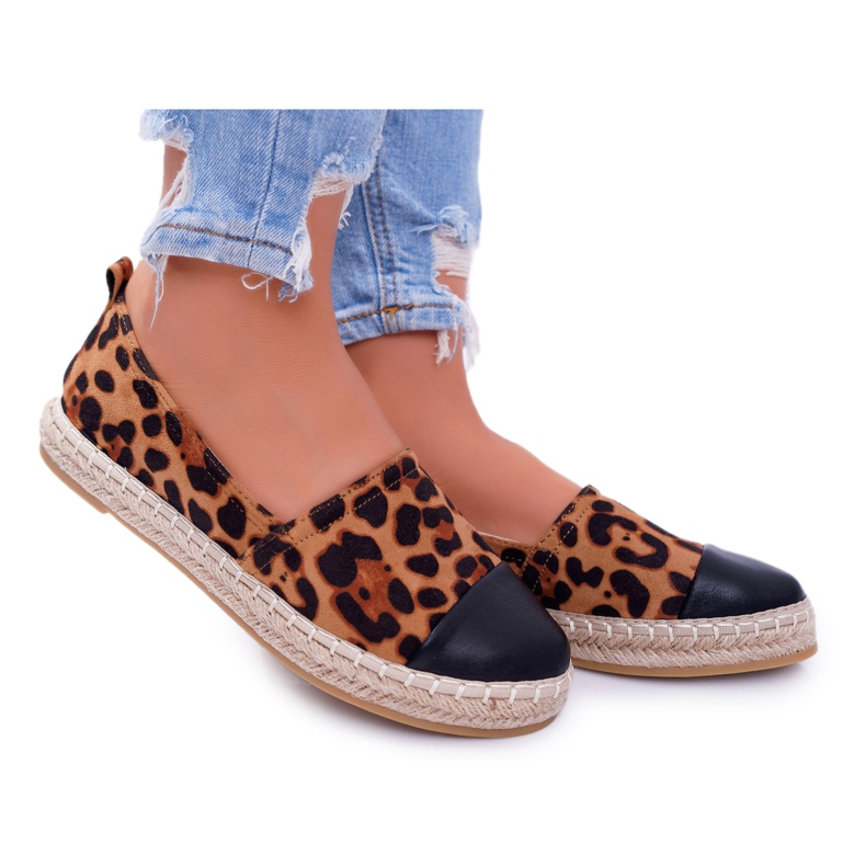 NFR Damen Espadrilles Leopard Flaty braun