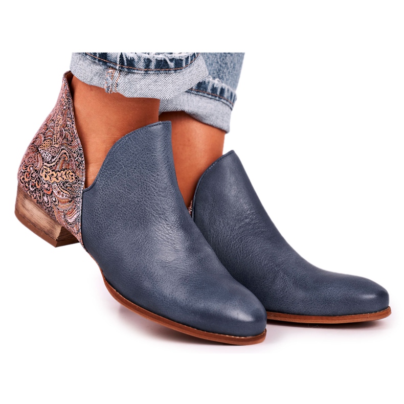 Flache Stiefel für Damen Maciejka Spring Leather Navy Blue 04091-27 blau