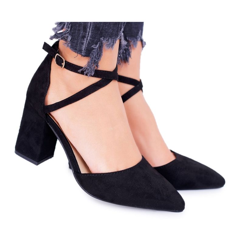 PS1 Damen Pumps mit Absatz in Spitz Schwarz Cosmo