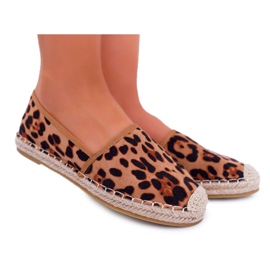 NFR Damen Espadrilles Wildleder Leopard Jungle braun