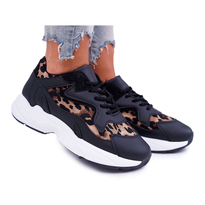 FRJ Damen Sportschuhe Schwarz Leopard Mezeno