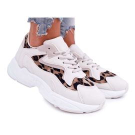 FJ1 Damen Sportschuhe Beige Leopard Mezeno weiß braun