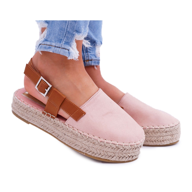 NFR Wildleder-Espadrilles für Damen auf der rosa Parteno-Plattform