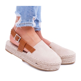 NFR Damen Espadrilles Wildleder auf einer beigen Parteno-Plattform