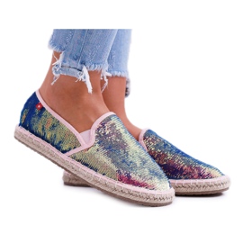 Damen Espadrilles Big Star Iridescent Pailletten DD274A164 marineblau