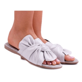 EVE Damenhausschuhe mit grauer Sitzschleife