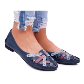 Damen Ballerinas Maciejka Leder Marineblau 01358