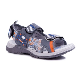 FRROCK Kinder Jugend Jungen Sandalen mit Klettverschluss Grau Reksio