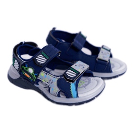 FRROCK Kinder Jugend Jungen Sandalen mit Klettverschluss Marineblau Reksio navy blau