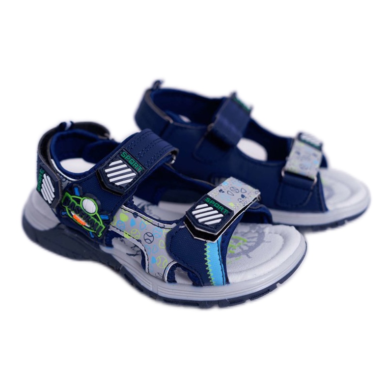 FRROCK Kinder Jugend Jungen Sandalen mit Klettverschluss Marineblau Reksio navy blau