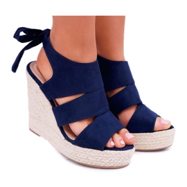 BUGO Sandalen für Damen mit Keilabsatz Yenga Wedge marineblau