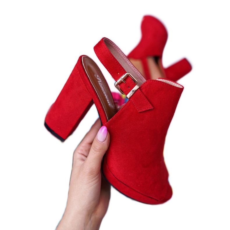 BUGO Damensandalen auf hohem Absatz mit offenen Zehen Rot Montree