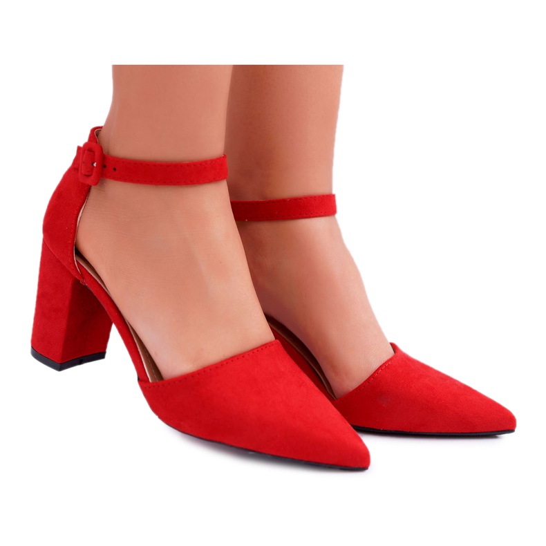 FRJEIN Damen Pumps mit Absatz in Spitz Rot Elegante