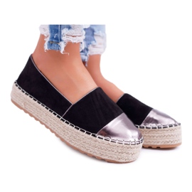 Damen Espadrilles Schwarz Ringer Platform