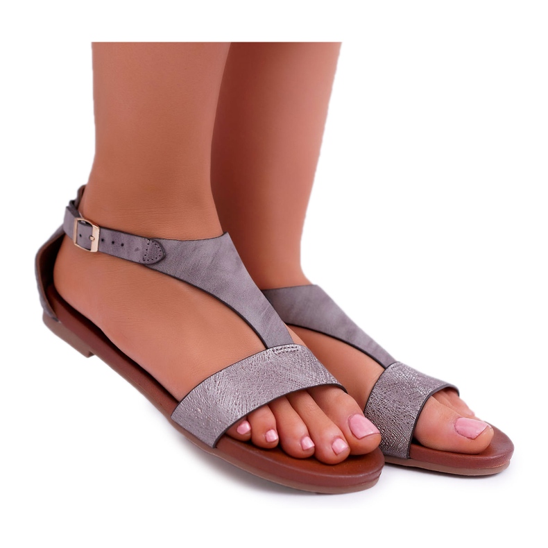 Damen Sandalen Flach Sergio Leone SK020 Grau Magra