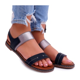 Damen Sandalen Flach Sergio Leone SK014 Schwarz Agrina